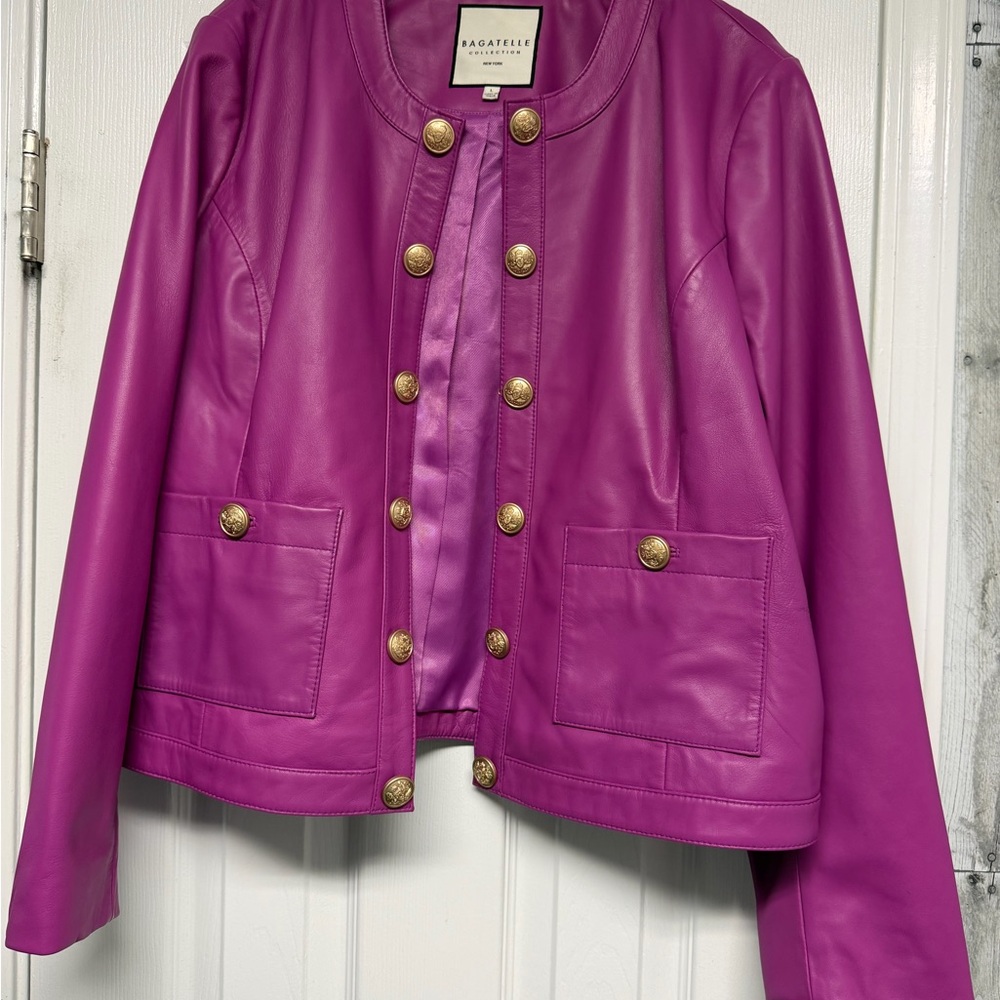 Bagatelle Women's Fuscia Genuine Leather Jacket